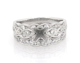 Previously Owned Diamond & Milgrain Bridal Setting 5/8 ct tw 14K White Gold Size 9.75