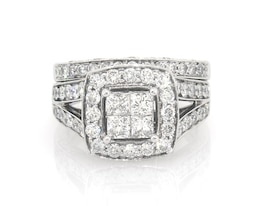 Previously Owned Princess-Cut Quad Diamond Bridal Set 2 ct tw 14K White Gold Size 6.5
