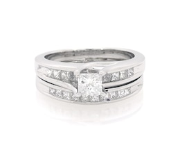 Previously Owned Princess-Cut Diamond Bridal Set 1 ct tw 14K White Gold Size 6