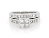Thumbnail Image 1 of Previously Owned Princess-Cut Quad Diamond Bridal Set 1-1/4 ct tw 14K White Gold Size 8