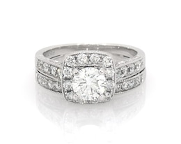 Previously Owned Round-Cut Diamond Bridal Set 7/8 ct tw 14K White Gold Size 6