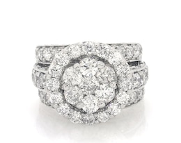Previously Owned Multi-Diamond Halo Bridal Set 3-3/8 ct tw 14K White Gold Size 6.5