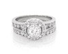 Thumbnail Image 1 of Previously Owned Round-Cut Diamond Halo Bridal Set 1-1/2 ct tw 14K White Gold Size 5.75