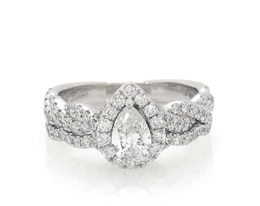 Previously Owned Neil Lane Pear-Shaped Diamond Halo Bridal Set 1-1/4 ct tw 14K White Gold Size 6