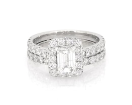 Previously Owned Neil Lane Emerald-Cut Diamond Halo Bridal Set 2-5/8 ct tw 14K White Gold Size 6.5