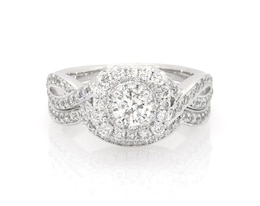 Previously Owned Neil Lane Round-Cut Diamond Halo Bridal Set 7/8 ct tw 14K White Gold Size 5.5