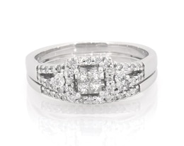 Previously Owned Diamond Bridal Set 1/3 ct tw Princess-cut 10K White Gold