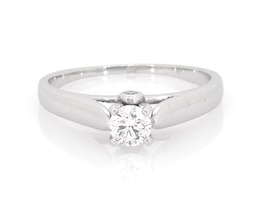 Previously Owned Round-Cut Diamond Solitaire Engagement Ring 3/8 ct tw 14K White Gold Size 8.5