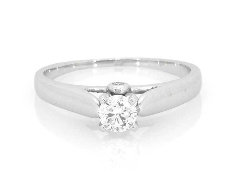 Main Image 1 of Previously Owned Round-Cut Diamond Solitaire Engagement Ring 3/8 ct tw 14K White Gold Size 8.5