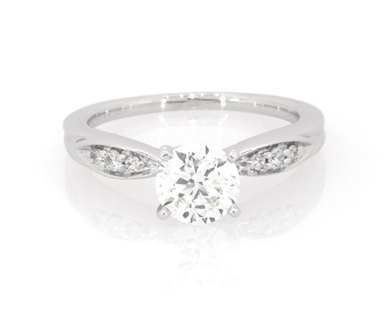 Main Image 1 of Previously Owned Round-Cut Diamond Engagement Ring 3/4 ct tw 14K White Gold Size 3.25