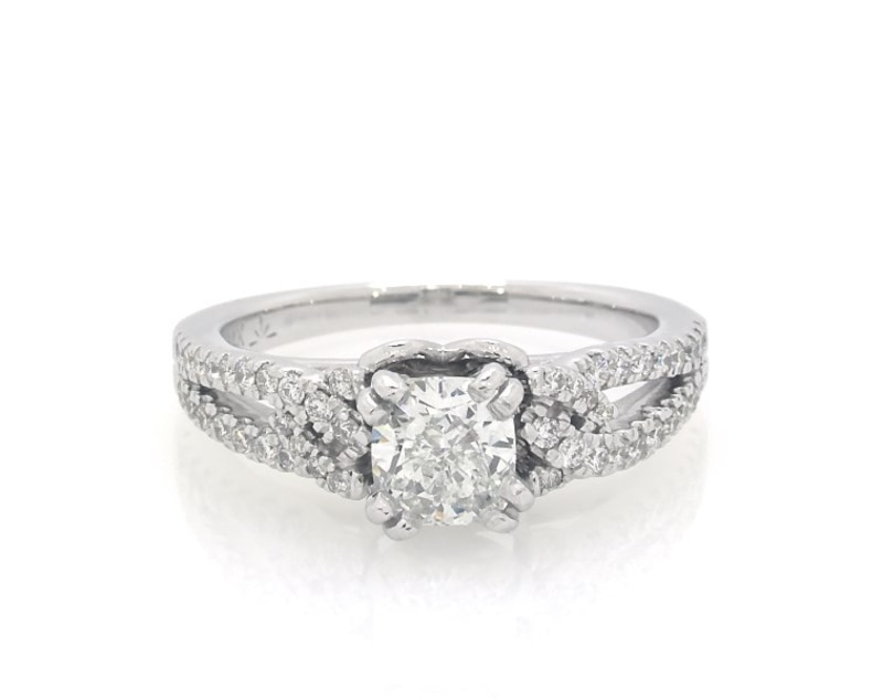 Main Image 1 of Previously Owned Cushion-Cut Diamond Engagement Ring 1 ct tw 14K White Gold Size 6.5