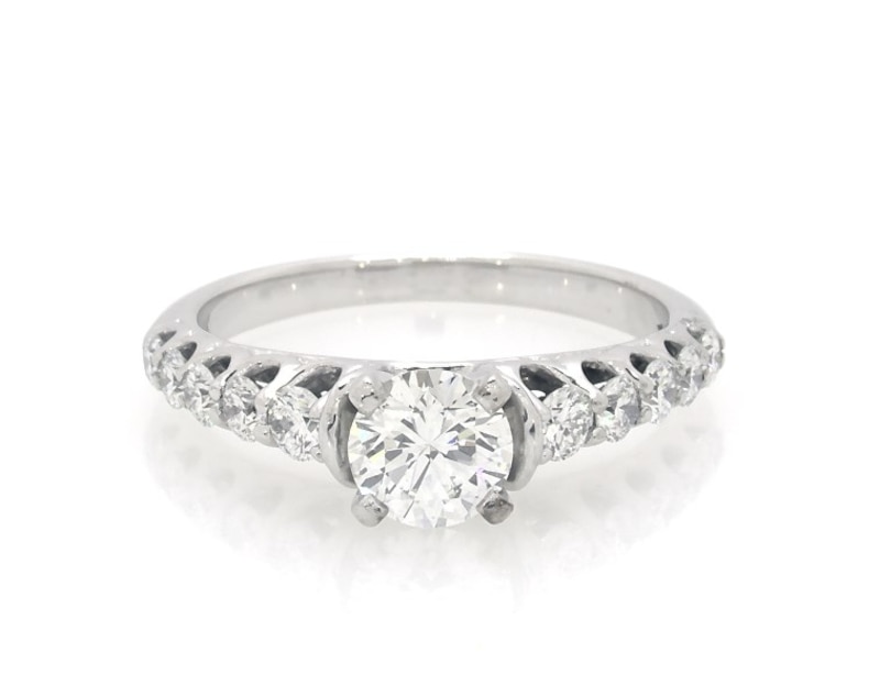 Main Image 1 of Previously Owned Round-Cut Diamond Engagement Ring 1-1/8 ct tw 14K White Gold Size 6.75