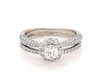 Thumbnail Image 1 of Previously Owned Round-Cut Diamond Scalloped Halo Bridal Set 1-1/2 ct tw 14K White Gold Size 8