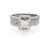 Thumbnail Image 1 of Previously Owned Princess-Cut Diamond Halo Bridal Set 1-1/2 ct tw 14K White Gold Size 5.25