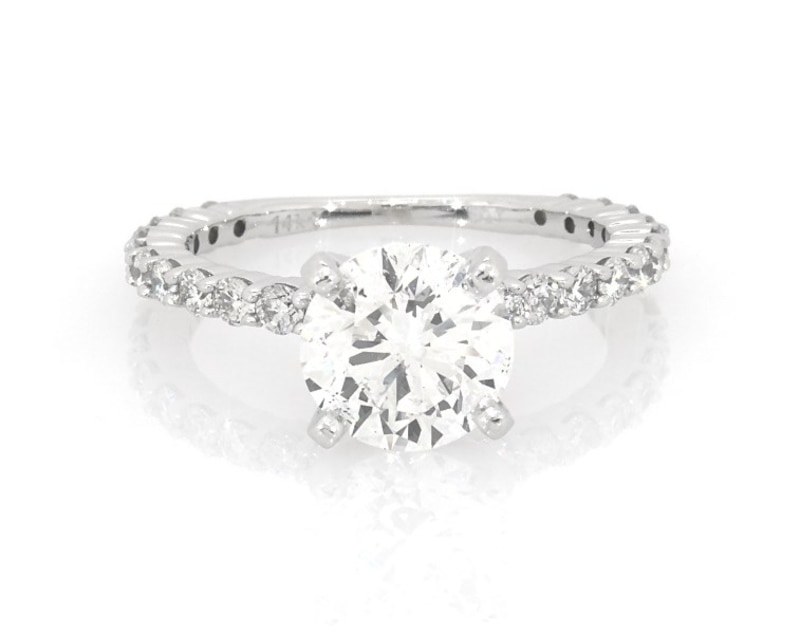 Main Image 1 of Previously Owned Round-Cut Diamond Engagement Ring 2-7/8 ct tw 14K White Gold Size 6.25