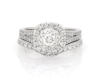 Thumbnail Image 1 of Previously Owned Round-Cut Diamond Halo Bridal Set 7/8 ct tw 14K White Gold Size 4.25