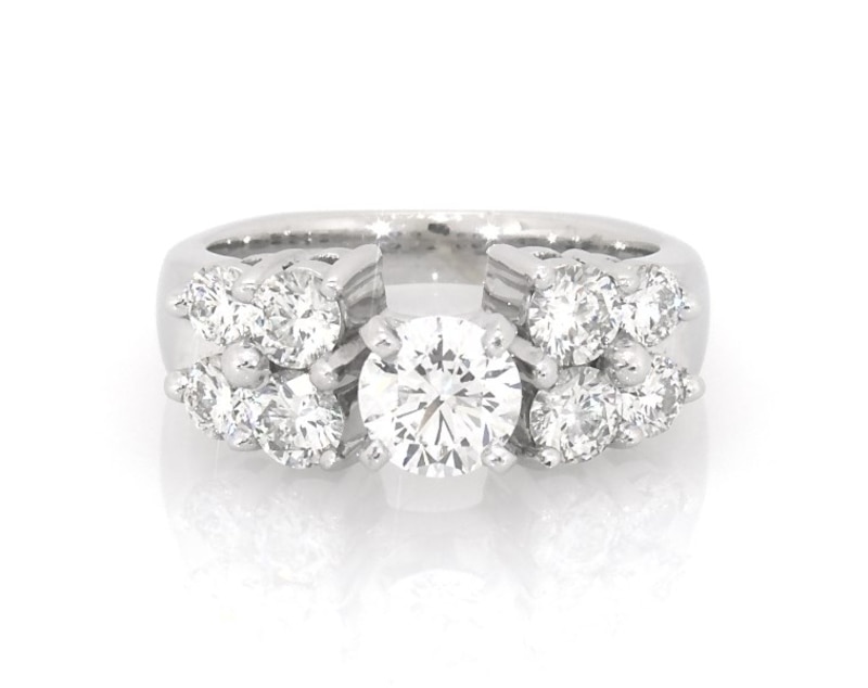 Main Image 1 of Previously Owned Round-Cut Diamond Engagement Ring 1-5/8 ct tw 18K White Gold Size 5.25