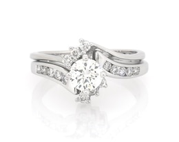 Previously Owned Round-Cut Diamond Bridal Set 7/8 ct tw 14K White Gold Size 6.5