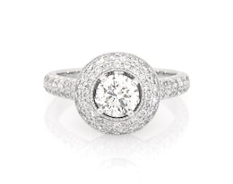 Previously Owned Neil Lane Round-Cut Diamond Halo Engagement Ring 1-5/8 ct tw 14K White Gold Size 5.25