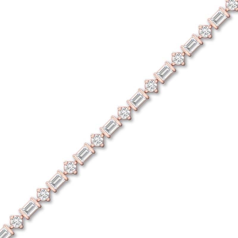 Main Image 2 of Previously Owned Diamond Tennis Bracelet 1/2 ct tw Round/Baguette-Cut 10K Rose Gold