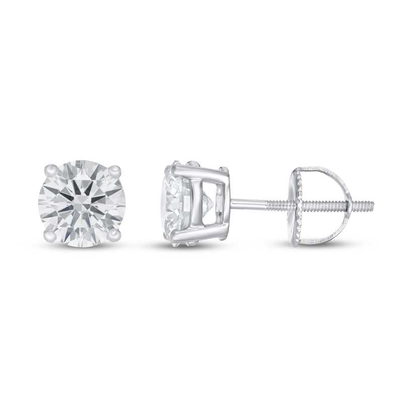 Main Image 2 of Previously Owned Lab-Grown Diamond Solitaire Earrings 1-1/2 ct tw Round 14K White Gold (SI2/F)