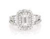 Thumbnail Image 1 of Previously Owned Emerald-Cut Diamond Double Halo Bridal Set 2-3/8 ct tw 14K White Gold Size 8