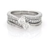Thumbnail Image 1 of Previously Owned Round-Cut Diamond Two-Stone Bridal Set 1-3/8 ct tw 14K White Gold Size 7.25
