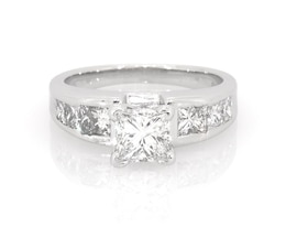 Previously Owned Princess-Cut Diamond Engagement Ring 1-7/8 ct tw 14K White Gold Size 6.75