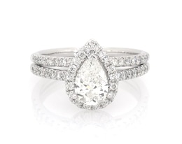 Previously Owned Pear-Shaped Halo Bridal Set 1-1/2 ct tw 14K White Gold Size 7