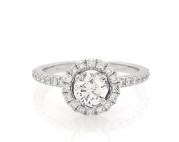 Previously Owned Round-Cut Diamond Halo Engagement Ring 1-1/8 ct tw 14K White Gold Size 7.25