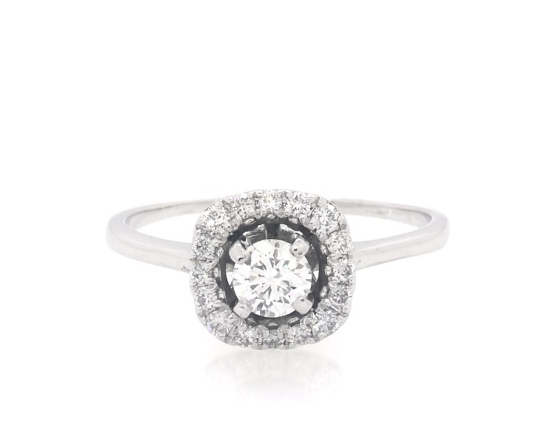 Main Image 1 of Previously Owned Round-Cut Diamond Halo Engagement Ring 5/8 ct tw 14K White Gold Size 9.75
