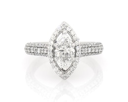Previously Owned Marquise-Cut Diamond Halo Engagement Ring 1-5/8 ct tw 14K White Gold Size 6