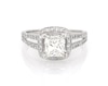 Thumbnail Image 1 of Previously Owned Princess-Cut Diamond Cushion Halo Engagement Ring 1-1/5 ct tw 14K White Gold Size 4
