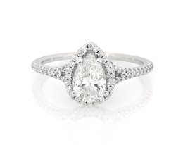 Previously Owned Pear-Shaped Halo Engagement Ring 1 ct tw 14K White Gold Size 7