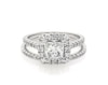 Thumbnail Image 1 of Previously Owned Princess-Cut Diamond Cushion Halo Bridal Set 1-5/8 ct tw 14K White Gold Size 5.25