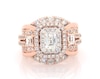 Thumbnail Image 1 of Previously Owned Emerald-Cut Diamond Halo Bridal Set 2 ct tw 14K Rose Gold Size 5