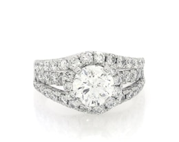 Previously Owned Round-Cut Diamond Halo Engagement Ring 2-3/4 ct tw 18K White Gold Size 7