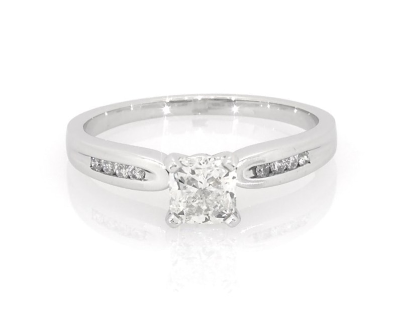 Main Image 1 of Previously Owned Cushion-Cut Diamond Engagement Ring 3/4 ct tw 14K White Gold Size 7