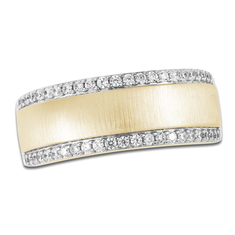 Main Image 1 of Previously Owned Men's Certified Diamond Satin Finish Wedding Band 1/2 ct tw 14K Yellow Gold