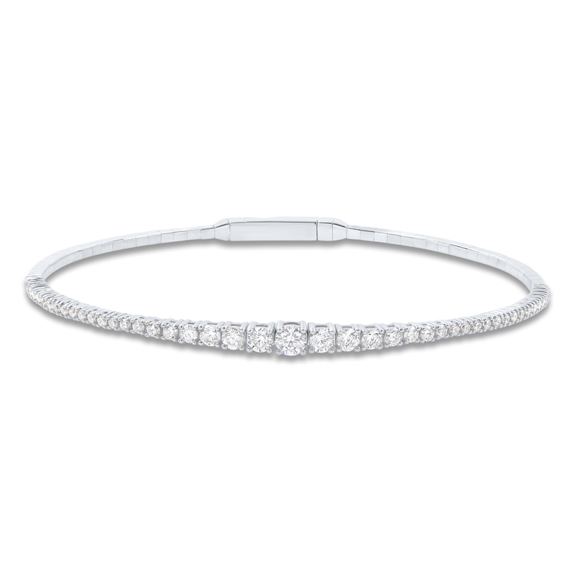 Main Image 1 of Previously Owned Diamond Graduated Bangle Bracelet 1-1/3 ct tw 14K White Gold