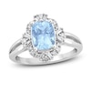 Thumbnail Image 1 of Previously Owned Natural Aquamarine Ring 1/4 ct tw Diamonds 10K White Gold