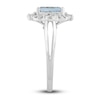 Thumbnail Image 3 of Previously Owned Natural Aquamarine Ring 1/4 ct tw Diamonds 10K White Gold