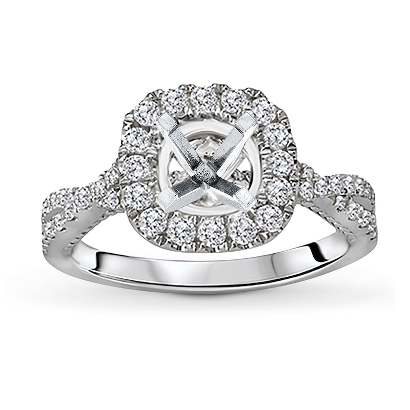 Main Image 1 of Previously Owned Diamond Engagement Ring Setting 1/2 ct tw Round 14K White Gold