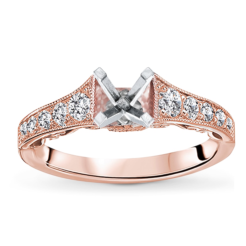 Main Image 1 of Previously Owned Diamond Engagement Ring Setting 1/2 carat tw Round 14K Rose Gold