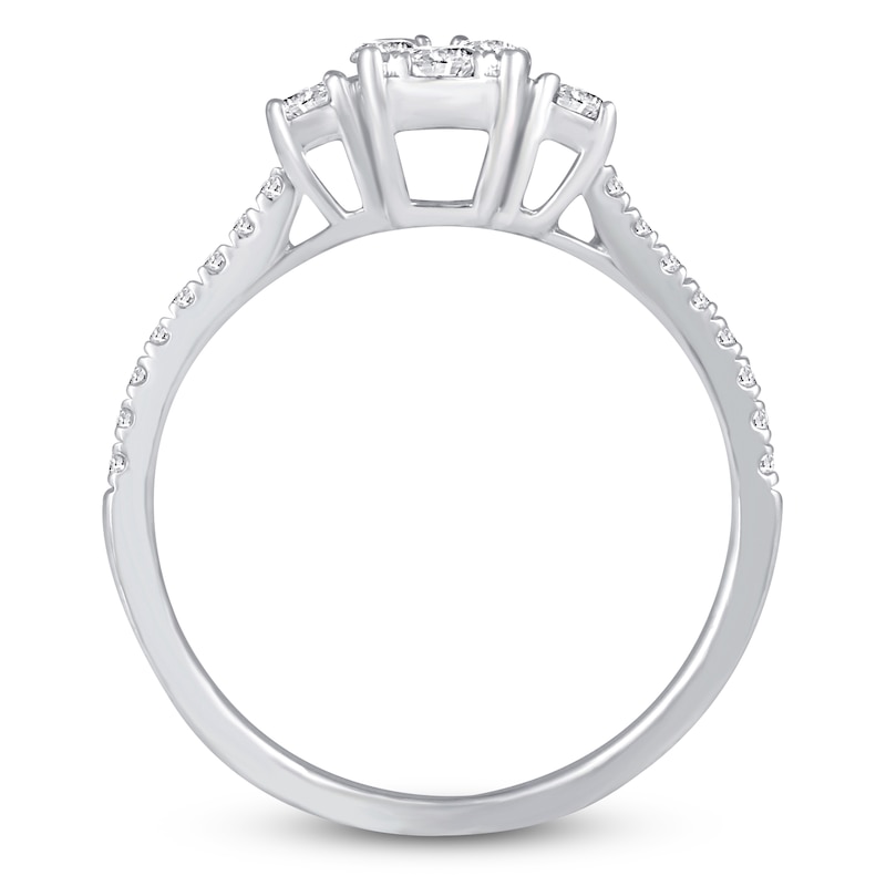 Main Image 2 of Previously Owned Multi-Diamond Center Engagement Ring 3/4 ct tw 14K White Gold