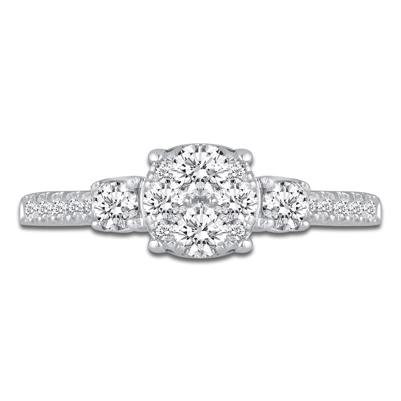 Main Image 3 of Previously Owned Multi-Diamond Center Engagement Ring 3/4 ct tw 14K White Gold