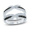 Thumbnail Image 1 of Previously Owned Black & White Diamond Crossover Enhancer Ring 3/4 ct tw 14K White Gold