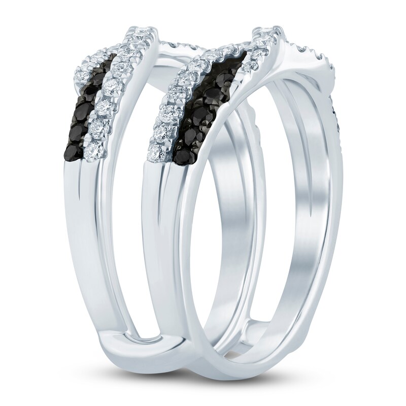 Main Image 2 of Previously Owned Black & White Diamond Crossover Enhancer Ring 3/4 ct tw 14K White Gold