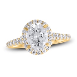 Previously Owned Lab-Grown Diamond Engagement Ring 2-3/4 ct tw Oval/Round 14K Yellow Gold