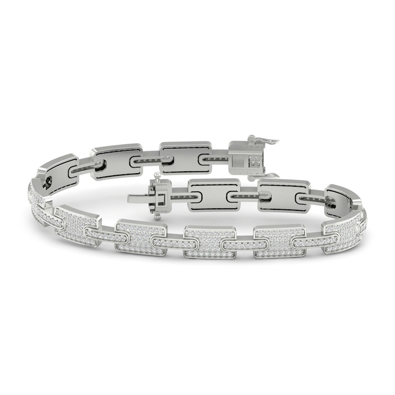 Main Image 1 of Previously Owned Men's Lab-Created Diamond Bracelet 3-1/2 ct tw Round 14K White Gold